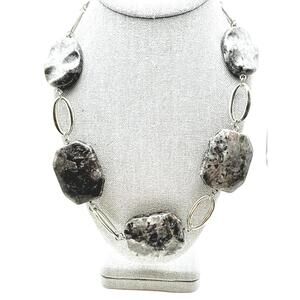 Chunky Boho Larvikite Statement Necklace